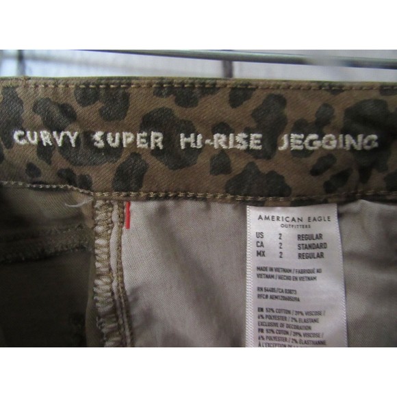 American Eagle women Jeans Size 2 Brown Cheetah Curvy Super Hi-rise Jegging - Picture 4 of 4